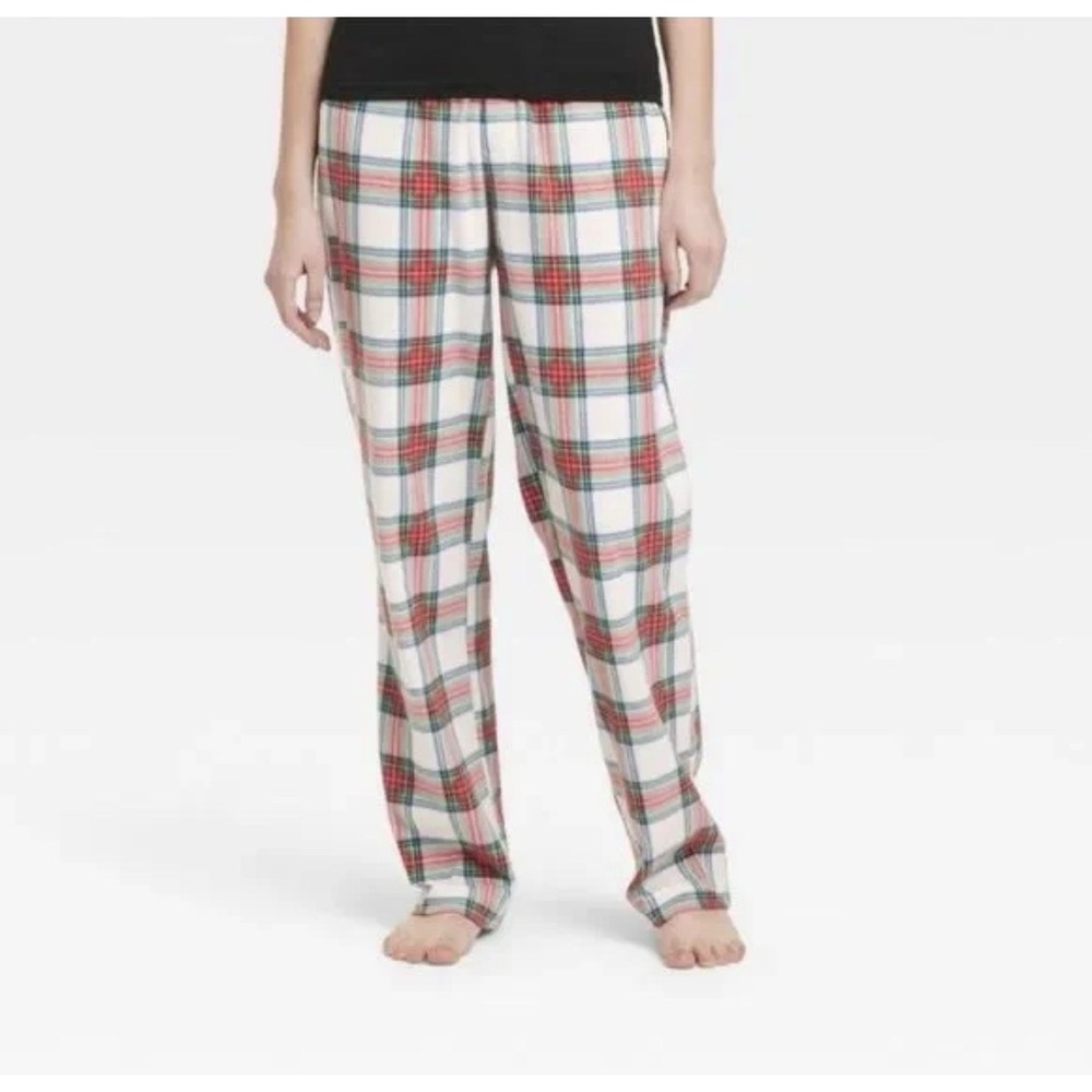 NWT Women's Holiday Tartan Plaid Fleece Pajama Pants Wondershop Size Medium